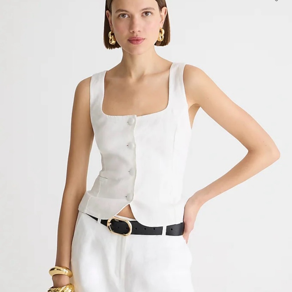 J. Crew Scoop Neck Linen Blend Vest